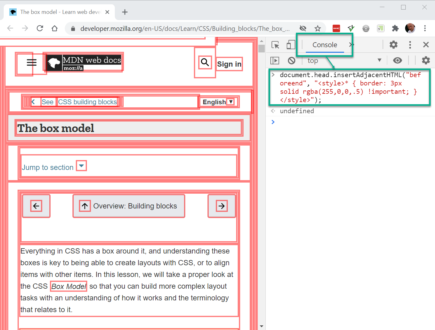 Debug with border